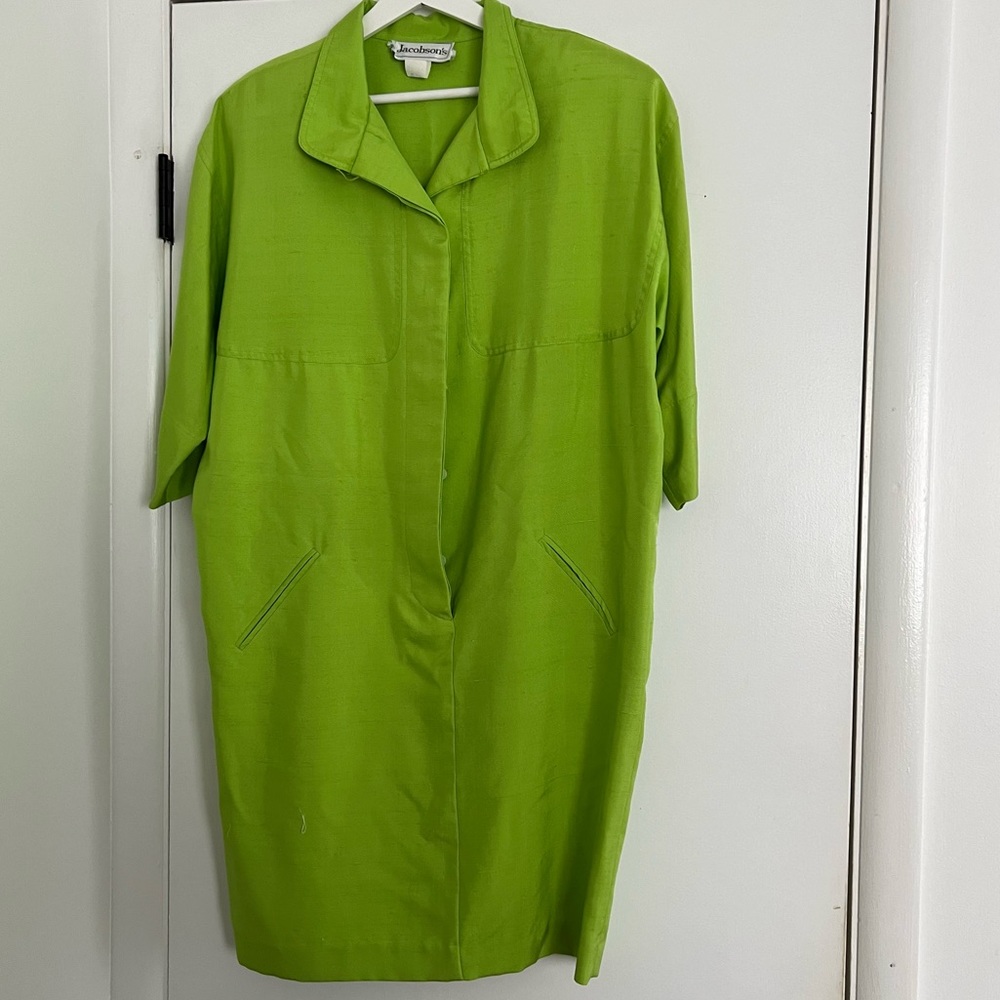 Vintage 100% Silk Lime Green Dress (Jacobson)